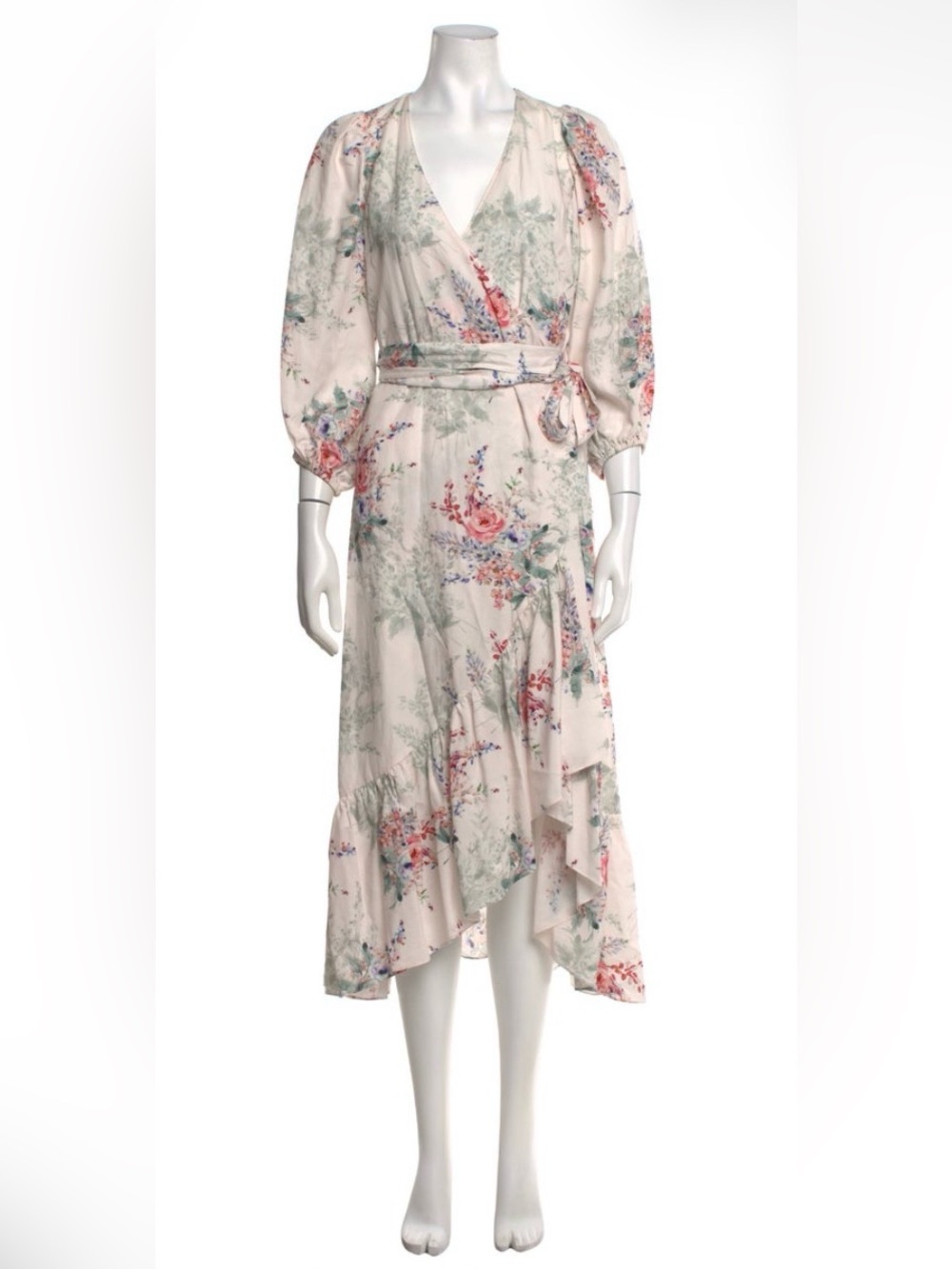 Kobi Halperin Blush Floral High-Low Wrap Dress